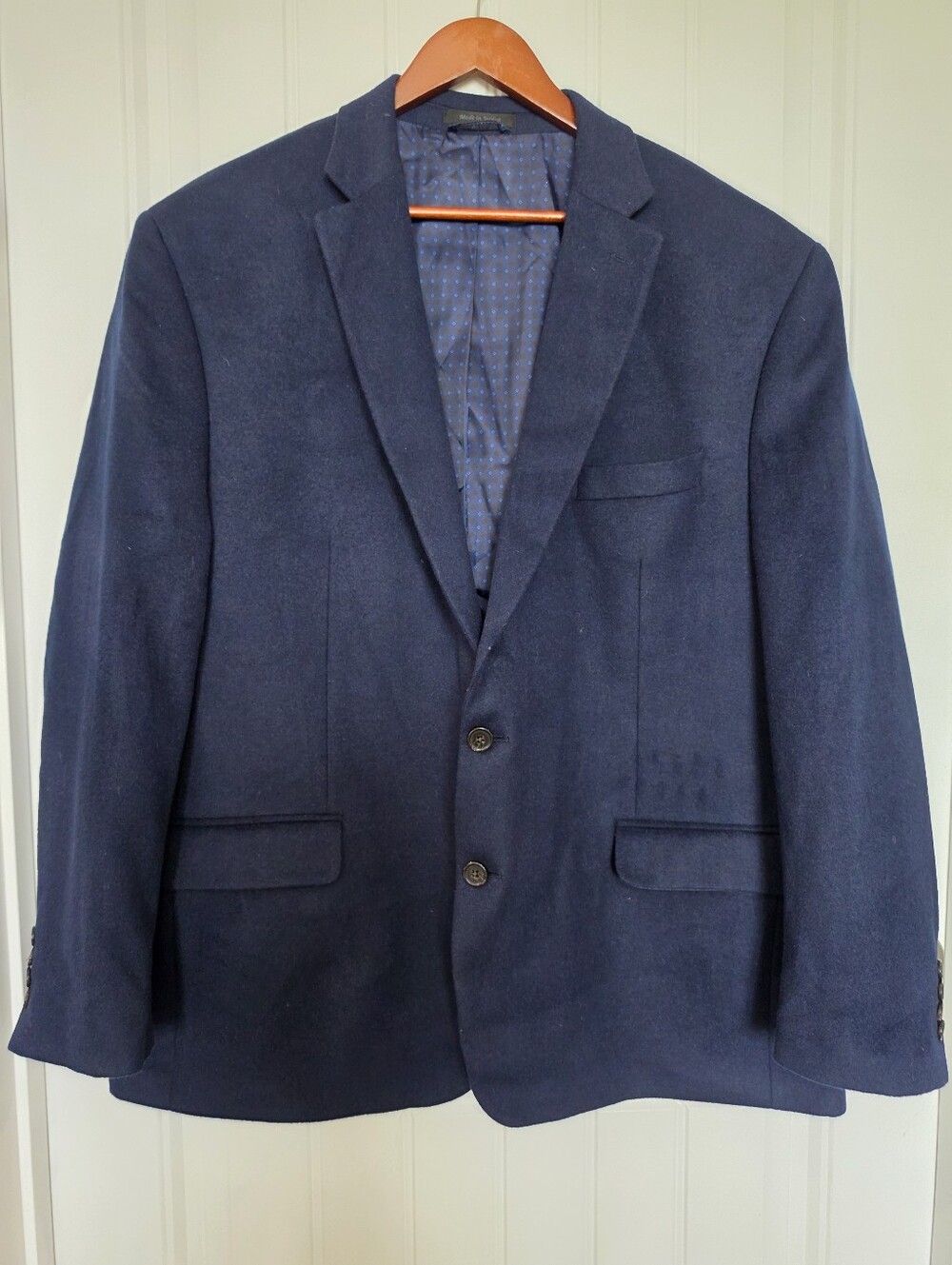 Lauren Ralph Lauren Black Label Navy Blue Blazer Size 50R, Wool, Silk, Cashmere.
